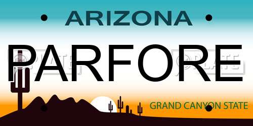 PARFORE Arizona License Plate