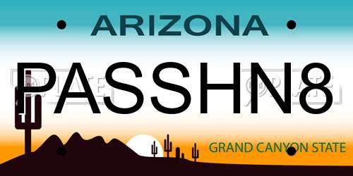 PASSHN8 Arizona License Plate