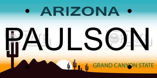 PAULSON Arizona License Plate