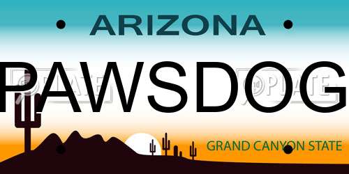 PAWSDOG Arizona License Plate