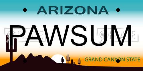 PAWSUM Arizona License Plate