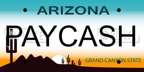 PAYCASH Arizona License Plate