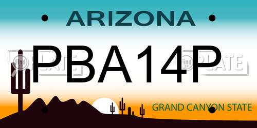 PBA14P Arizona License Plate