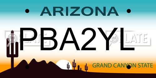 PBA2YL Arizona License Plate