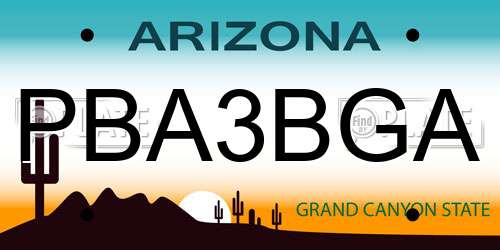 PBA3BGA Arizona License Plate