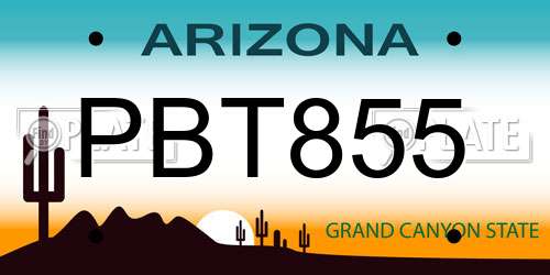 PBT855 Arizona License Plate