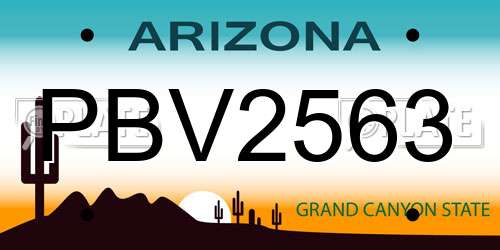 PBV2563 Arizona License Plate