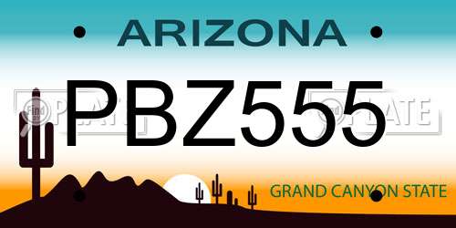 PBZ555 Arizona License Plate
