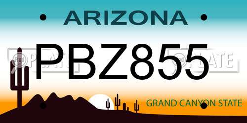 PBZ855 Arizona License Plate