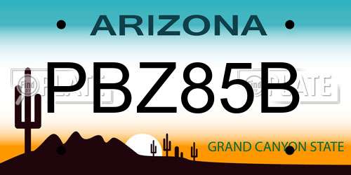 PBZ85B Arizona License Plate