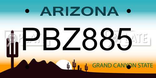 PBZ885 Arizona License Plate