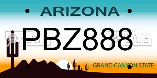PBZ888 Arizona License Plate