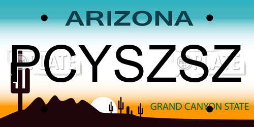 PCYSZSZ Arizona License Plate