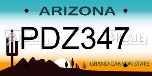 PDZ347 Arizona License Plate