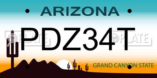 PDZ34T Arizona License Plate