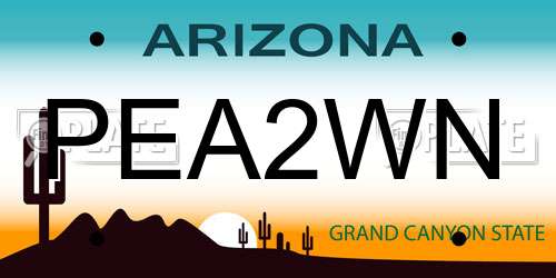 PEA2WN Arizona License Plate