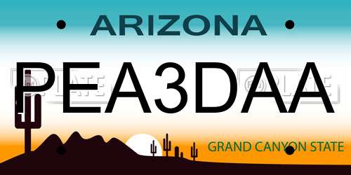 PEA3DAA Arizona License Plate