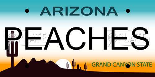 PEACHES Arizona License Plate