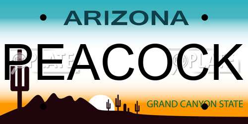 PEACOCK Arizona License Plate