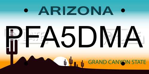 PFA5DMA Arizona License Plate