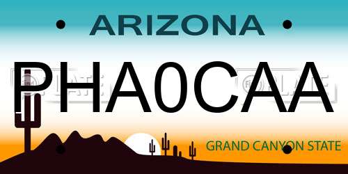 PHA0CAA Arizona License Plate