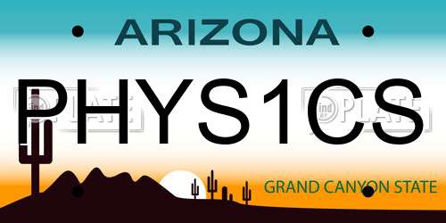 PHYS1CS Arizona License Plate
