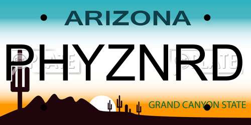 PHYZNRD Arizona License Plate