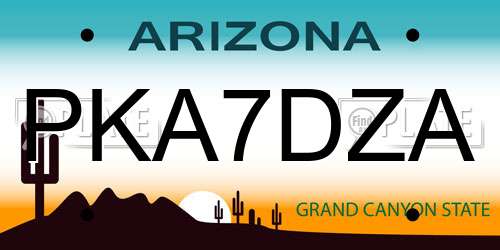 PKA7DZA Arizona License Plate