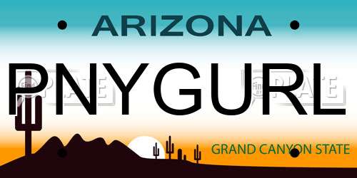 PNYGURL Arizona License Plate