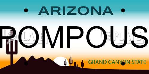 POMPOUS Arizona License Plate
