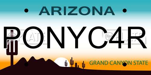 PONYC4R Arizona License Plate