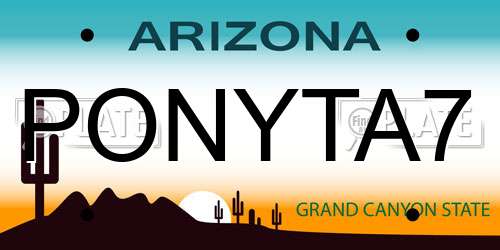 PONYTA7 Arizona License Plate