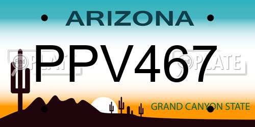 PPV467 Arizona License Plate
