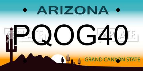 PQOG40 Arizona License Plate
