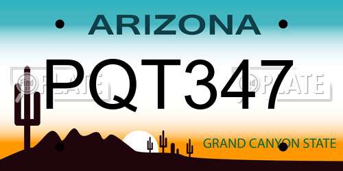 PQT347 Arizona License Plate