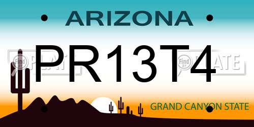 PR13T4 Arizona License Plate
