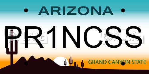 PR1NCSS Arizona License Plate