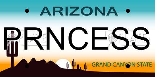 PRNCESS Arizona License Plate