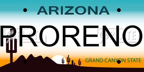 PRORENO Arizona License Plate