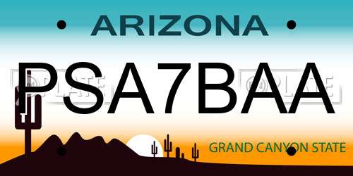 PSA7BAA Arizona License Plate