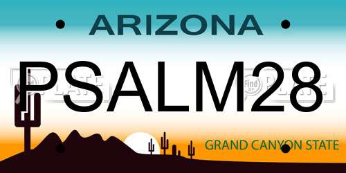 PSALM28 Arizona License Plate