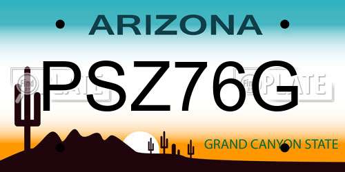 PSZ76G Arizona License Plate