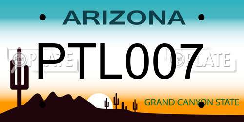 PTL007 Arizona License Plate