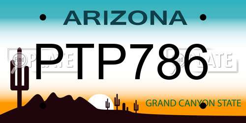 PTP786 Arizona License Plate