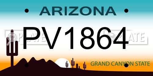 PV1864 Arizona License Plate