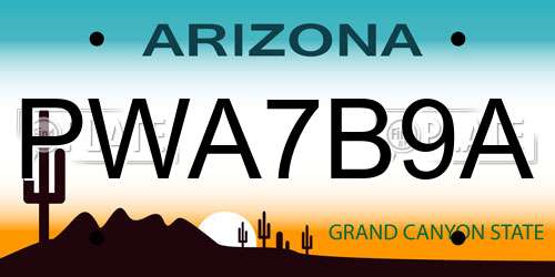PWA7B9A Arizona License Plate