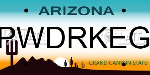 PWDRKEG Arizona License Plate