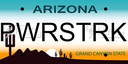PWRSTRK Arizona License Plate