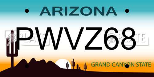 PWVZ68 Arizona License Plate