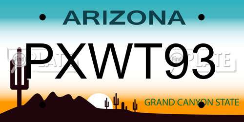PXWT93 Arizona License Plate